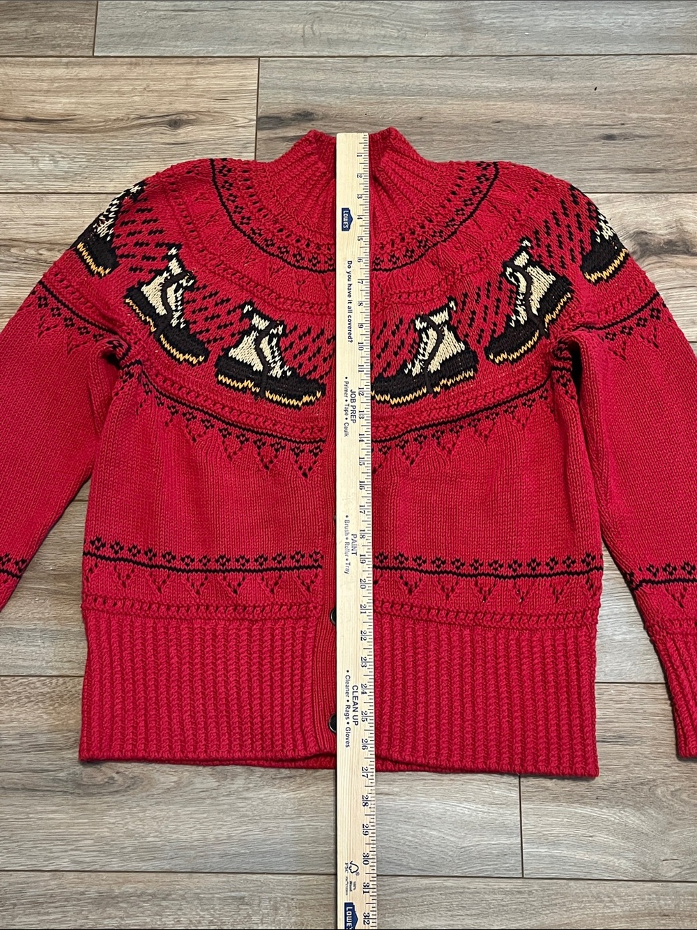 L.L.Bean Signature Nordic Cotton Cardigan Sweater Red Duck Boot Women’s Large - Picture 3 of 10